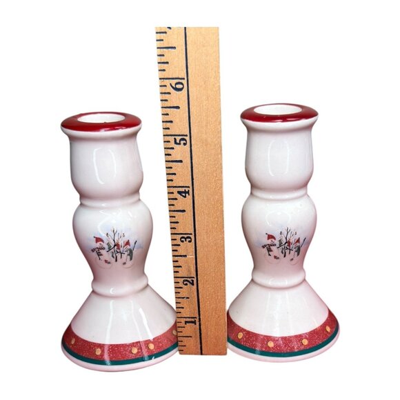 Vintage CIB Royal Seasons Ceramic Christmas Candle Holders With Snowman Design & - Picture 4 of 8